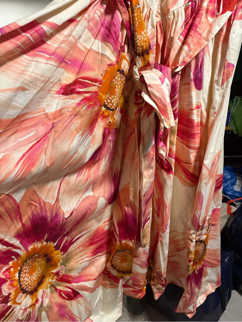 ASOS Curve LUXE Floral Bustier Maxi Dress in Pink, Peach and Orange - Picture 8 of 8